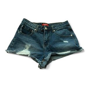 Lowrise Y2k Distressed Dark Blue Denim Women’s Shorts